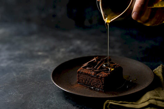 Aceite de oliva en postre de chocolate