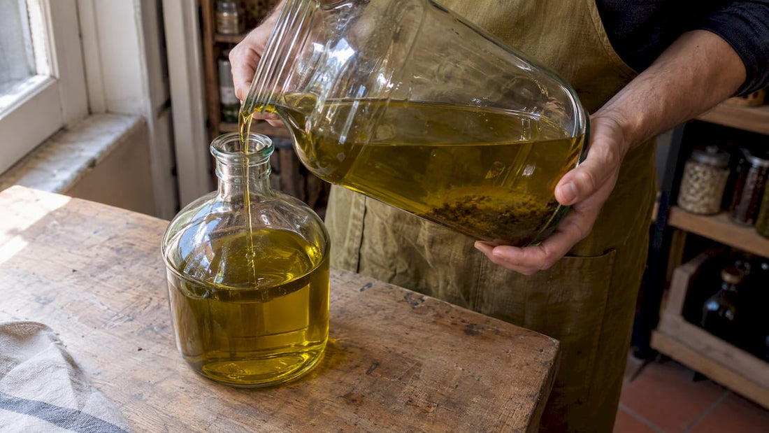 Aceite clarificado con sedimento visible